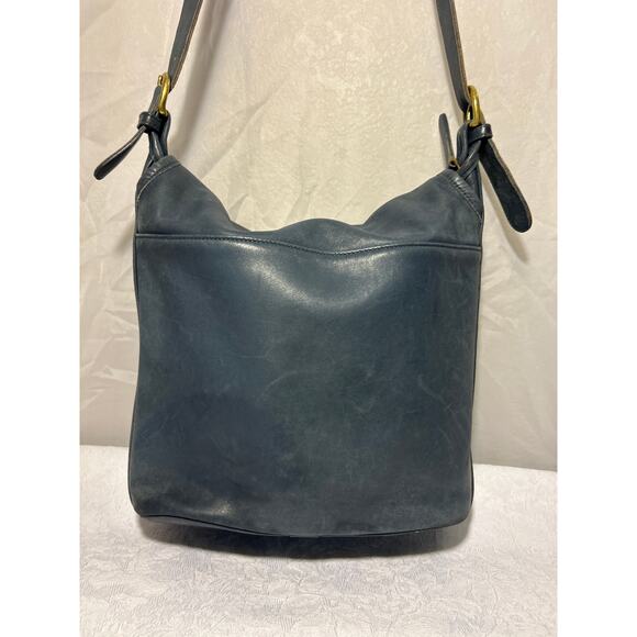 Coach Vintage Blue Leather Shoulder Bag, No.C4C-4115, Boho, Saddle Bag - Picture 2 of 10